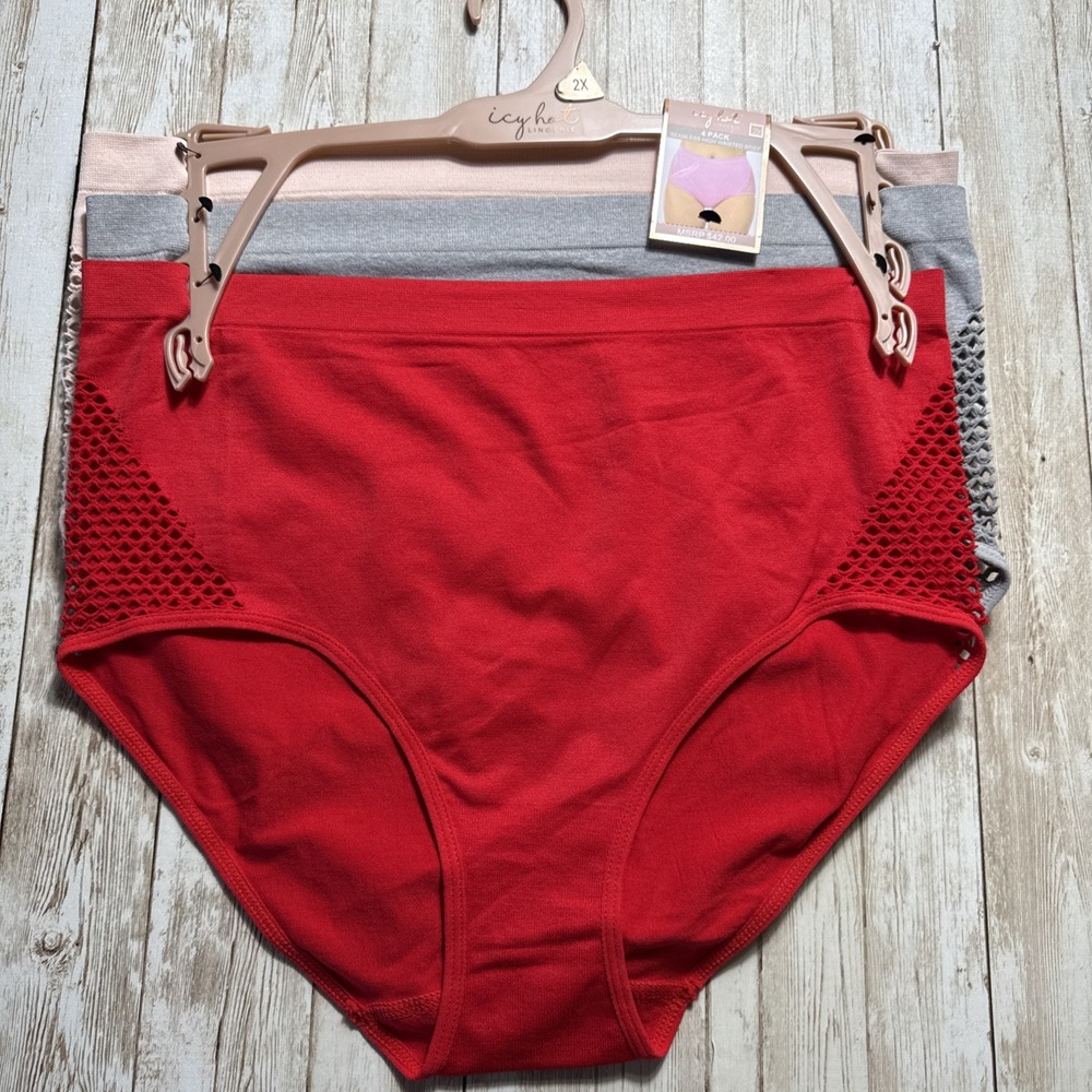 Icy Hot 3 Pack Seamless High Waisted Brief Underwear Panties‎ Women's 2X